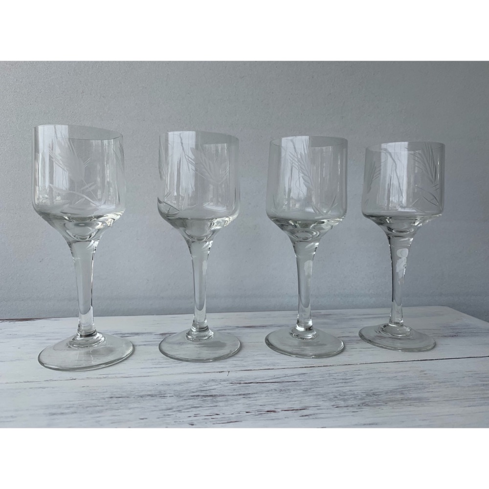 Vintage 🌾 wheat etched shot glasses with stem